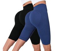 Lot de 2 leggings anti-cellulite pour femme - Compression 3D - Opaque - Taille haute - Minceur - Pour la gym, le yoga, la course à pied - Legging court sans couture - Contrôle du ventre - Pantalon de
