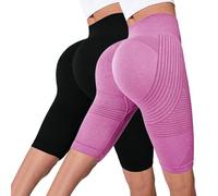 Lot de 2 leggings anti-cellulite pour femme - Compression 3D - Opaque - Taille haute - Minceur - Pour la gym, le yoga, la course à pied - Legging court sans couture - Contrôle du ventre - Pantalon de