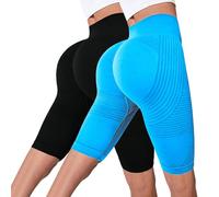 Lot de 2 leggings anti-cellulite pour femme - Compression 3D - Opaque - Taille haute - Minceur - Pour la gym, le yoga, la course à pied - Legging court sans couture - Contrôle du ventre - Pantalon de