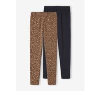 VERTBAUDET Lot de 2 Leggings Fille Basics Marron imprimé 4A