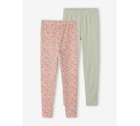 VERTBAUDET Lot de 2 Leggings Fille Basics Vert Sauge 14A
