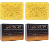 Lot De 2 Lemon Turmeric Kojic Acid Soap, Savon Eclaircissant,Turmeric Soap,Savon ¿¿Claircissant Au Curcuma, With Vitamin C, ?Claircissant Brillant Hydrate, Pour Visage Et Corps