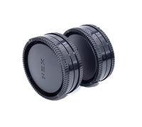 Lot de 2 lentilles arrière Cap+2 bouchons corporels compatibles avec pour A9 A9II A7c A7S A7SII A7R A7RII A7 A6500 A5000 A3500 NEX-7 NEX-6 NEX-5T NEX-5R NEX-5N NEX-5 NEX-5C NEX-3C (2 Set) )