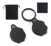 Lot de 2 lentilles d'agrandissement de poche Mini pliable de 10 x avec chiffon de nettoyage, étui pivotant