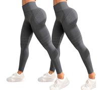 Lot De 2 Leonie & Co Leggings 3D Anti Cellulite, Legging 3D Anti Cellulite Femme Leonie and Co, Minceur Taille Haute sans Couture Yoga Fitness Sport Pantalon