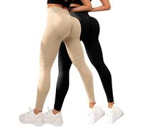 Lot de 2 Leonie & Co Leggings 3D Anti Cellulite, Leonie and Co Legging Anti-Cellulite à Compression - Minceur Taille Haute sans Couture Yoga Fitness Pantalon Sport