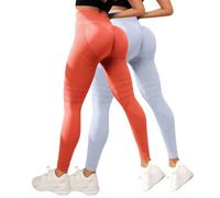 Lot de 2 Leonie & Co Leggings 3D Anti Cellulite, Leonie and Co Legging Anti-Cellulite à Compression - Minceur Taille Haute sans Couture Yoga Fitness Pantalon Sport
