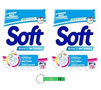 Lot de 2 lessives en poudre douces pour machine à laver - Blanc intense - 78 lavages 3,9 kg + porte-clés Beni Culinari gratuit