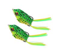 Lot de 2 leurres de pêche en forme de grenouille avec crochet en silicone souple Crankbait Manivelles Cranksbait