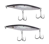 Lot de 2 leurres de pêche flottants de 90 à 110 mm, matériel de pêche de Surface for Bars, bonites Leurre Wobbler(Blauw,90mm-12g)