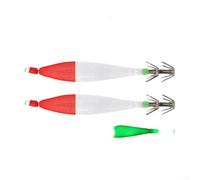 Lot de 2 leurres leurres de calamar optimisés pour la nuit avec corps lumineux et crochet en acier inoxydable pour la pêche au calmar en mer profonde (B)