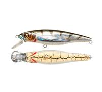 Lot de 2 leurres pêche artificiels durs 8,5 cm et 9 g, flottants for Bar, wobblers, crankbait(Silver Black)