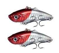 Lot de 2 leurres pêche coulants vibrants 6 cm 11 g Crankbait en Plastique bionique Vibrant, appâts durs Toutes Profondeurs(Red Silver)