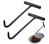 Lot de 2 leviers de couvercle de canalisation, crochets en acier de 30 cm, crochets de couvercle de regard en forme de T, crochets de déchargement et de tirage, crochets pour couvercle de regard