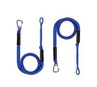 Lot de 2 lignes d'amarrage élastiques de 1,2 m pour amarrage extensible jusqu'à 1,8 m, accessoires de bateau, cordes d'amarrage pour bateaux avec crochet (bleu)