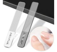Lot de 2 limes à ongles en verre pour ongles naturels Nagelfeile Glas, Polierfeile Fingernägel Nano Nagelglanz Glasfeile für Nägel, DRMODE Upgraded Nagelpolierer für Naturnägel mit Etui