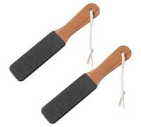Lot de 2 limes à pied en pierre ponce pour enlever les callosités et les callosités avec manche en bois pour enlever les peaux mortes sèches et rugueuses