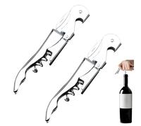Lot de 2 Limonadier Professionnel avec Coupe-Capsule, Ouvre Bouteille en Acier Inoxydable, Tire-bouchon Sommelier 3 en 1 Couteaux, Finition Argentée pour Bière,Vin