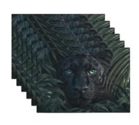 Lot de 2 Lin et Coton Panthère Noire Forêt Tropicale Sets de Table | Lavables Antidérapants Set de Table, Bêtes Jungle Napperons Décoratifs pour Cuisine, Salle à Manger 45x30cm