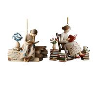 Lot De 2 Lire Féminins Penseurs Statues, Ornements D'arbre De Noël De Livre, Décorations D'étagère Élégantes, Objets De Décorations De Noël Pour Décoration Salon Chambre Bureau Étagères De Livres