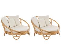Lot de 2 lits de jardin en rotin naturel ROSSANO