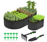 Lot de 2 lits de jardin surélevés en tissu, 1,8 x 0,9 x 3 m, grands sacs de culture ovales, lit de jardin en tissu respirant, récipient de plantation pour légumes, pommes de terre, fleurs, tomates, 4