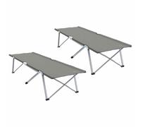 Lot de 2 lits pliants de camping - Gris - 194 x 62,5 x 42,5 cm - Cadre en acier robuste - Léger et portable - Pour extérieur, jardin, plage, festival, pêche, trekking
