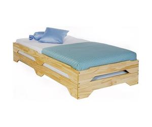 Lot de 2 lits superposables RONNY 90 x 200 cm couchage supplémentaire fonctionnel en pin massif vernis naturel