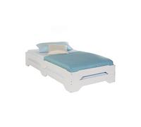 Lot de 2 lits superposables fonctionnels 90 x 200 cm pin massif