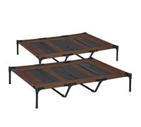 Lot de 2 Lits sur pieds PawHut XXL pour chien chat lit de camp animal 122L x 92l x 23H cm marron clair