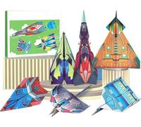 Lot de 2 livres d'avion en papier à faire soi-même - 12 papiers créatifs pliants avions, avions en papier avec 36 feuilles d'origami coloré