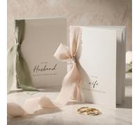 Lot de 2 livres de vœux de mariage élégants avec 5 rubans - Livre de vœux pour elle et lui avec pages lignées pour écrire tout ce qui est sur votre cœur - Un bel ajout personnalisé pour votre mariage
