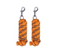 Lot de 2 longes pour cheval - Avec crochet de panique - Longueur : environ 2 m - Robuste, élégant et agréable à tenir en main - Orange