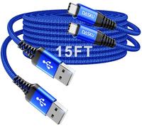 Lot de 2 longs câbles USB C 3 A à charge rapide, câble USB vers USB C, câble USB vers USB C en nylon tressé durable pour iPhone 17, 16, 15 Pro Max/16e, Galaxy S25, S24, S23, S22 Plus et plus encore