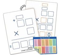 Lot de 2 longs tableaux de multiplication effaçables à sec de 22,9 x 30,5 cm double face avec multiplication de chiffres 2 x 1 et 2 x 2 pour la maison, l'école, la salle de classe, les enfants, les