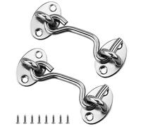 Lot de 2 loquets de porte à œillet - 75 mm - En acier inoxydable robuste - Avec vis pour porte, garage, fenêtre, armoire (7,6 cm)