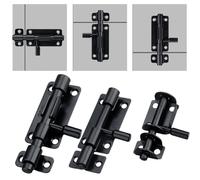 Lot de 2 loquets de porte coulissante en acier inoxydable avec vis, pour portail de jardin, salle de bain, chambre à coucher, fenêtre - Noir