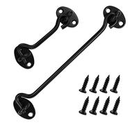 Lot de 2 loquets de porte de grange, robustes et épais, en acier inoxydable, crochets de verrouillage faciles de cabine et loquet à œillet (100 mm + 200 mm, noir)