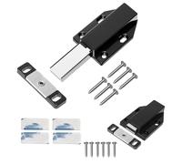 Lot de 2 loquets de porte magnétiques à pousser pour ouvrir, loquet tactile pour tiroir, porte d'armoire, porte d'armoire, noir