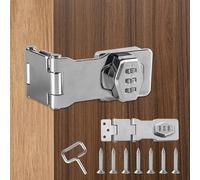 Lot de 2 loquets de sécurité verrouillables - 90/180 ° - Serrure à combinaison à 3 chiffres - Avec vis - Pour petites portes, granges, salle de bain, jardin, argent