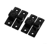 Lot de 2 loquets de serrure de porte en aluminium - Rotation à 360° - Boulon antivol pour portes coulissantes, salle de bain et armoire - Facile à installer, noir argenté