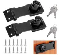 Lot de 2 loquets de verrouillage de porte, verrous à clé avec 2 clés, fermoir de porte de sécurité, bouton rotatif (3 pouces)