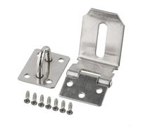 Lot de 2 loquets en acier inoxydable à 90 degrés et loquet d'agrafe pour portail, abri de jardin ou porte, plaque de cadenas argentée robuste avec vis, matériel de construction résistant à la rouille