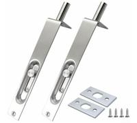 Lot de 2 loquets plats de porte de 4 pouces en acier inoxydable Verrou de sécurité invisible pour portes doubles Porte de terrasse française pour porte coulissante en bois Argent