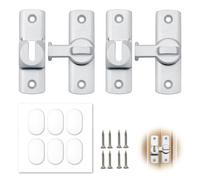 Lot de 2 loquets verrous pour porte coulissante, verrouillage réglable 90/180° argent, fermeture de sécurité pour chambre, balcon et salle de bain