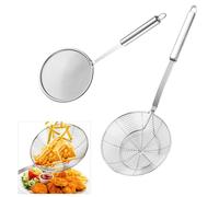 Lot de 2 louches à mousse en acier inoxydable - 16 cm - Passoire à araignée - Truelle de 12 cm - Écumoire fine - Set de filtres en acier inoxydable - Pour cuisiner, rôtir, cuire à la vapeur, servir