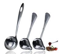 Lot de 2 louches à sauce avec bec verseur - 20,5 cm - En acier inoxydable - Cuillère à sauce en acier inoxydable - Cuillère à sauce - Petite louche à soupe - Pour sauces creuses et vinaigrettes - Avec