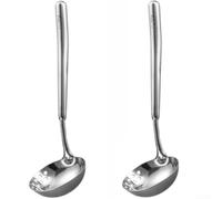 Lot de 2 louches à soupe en acier inoxydable 304 | Le design à fentes permet de drainer le bouillon, sépare l'huile, une portion saine, 23 cm de long, s'adapte aux casseroles