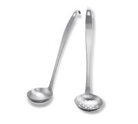 Lot de 2 louches à soupe en métal en acier inoxydable avec crochet et trou, ensemble d'ustensiles de cuisine pour cuisine