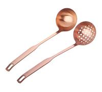Lot de 2 louches et passoires, ustensiles de cuisine en acier avec manche long et fente en or rose